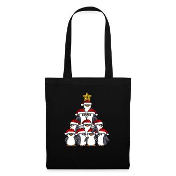 Arbre de Noël Pingouin - Sac en tissu - noir - Devant