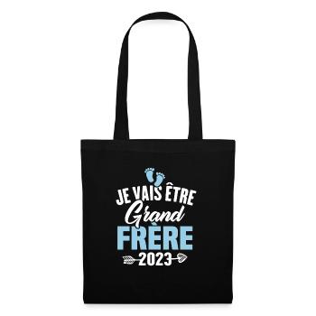 Cadeau Je vais être grand frère 2023 - Sac en tissu - noir - Devant