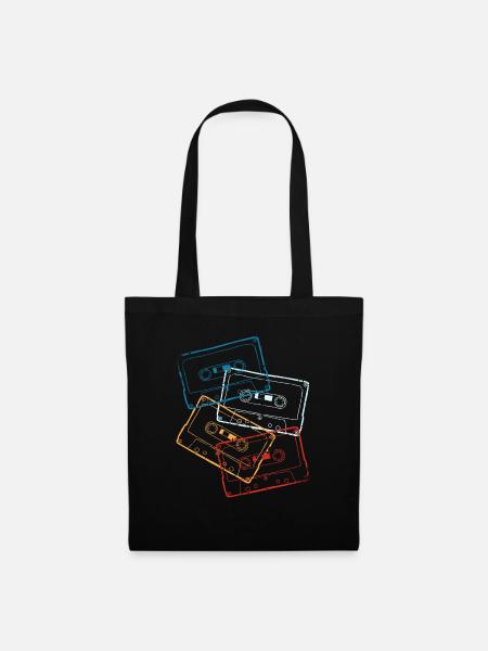 Cassettes audio 80s 80s costume de fête - Sac en tissu - noir