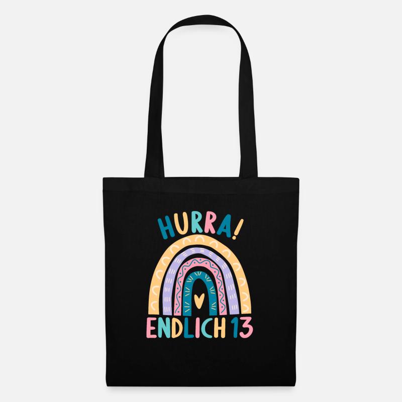 13 Jahre alt Rainbow Regenbogen 13. Geburtstag - Stoffbeutel - Schwarz