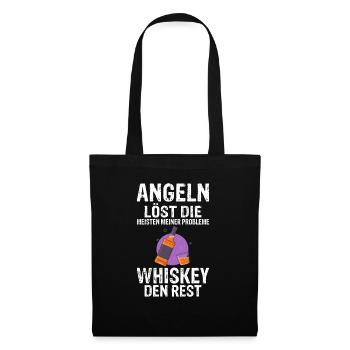 Angeln löst die meisten meiner Probleme Whiskey de - Stoffbeutel - Schwarz - Vorne