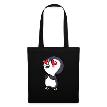 Pinguin Chibi Kawaii Küsse Verliebt Emoticon - Stoffbeutel - Schwarz - Vorne