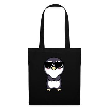 Pinguin Mit Sonnenbrille Chibi Kawaii Emoticon - Stoffbeutel - Schwarz - Vorne