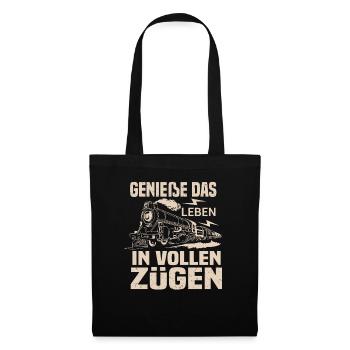 Genieße Das Leben In Vollen Zügen Zugführer - Stoffbeutel - Schwarz - Vorne
