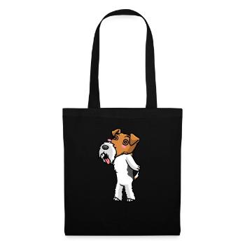 Foxterrier Drahthaar Hund Emoticon - Stoffbeutel - Schwarz - Vorne