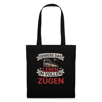 Genieße Das Leben In Vollen Zügen Zugführer - Stoffbeutel - Schwarz - Vorne