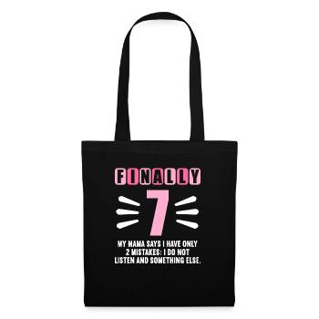 Enfin 7 maman dit n’avoir que 2 erreurs 7ème anniversaire - Sac en tissu - noir - Devant