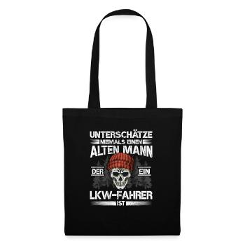 LKW-Fahrer Alter mann Lastkraftwagen - Stoffbeutel - Schwarz - Vorne