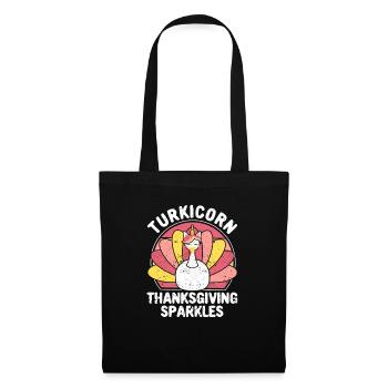 Lustige Türkei Einhorn Tier Turkicorn Thanksgiving - Stoffbeutel - Schwarz - Vorne