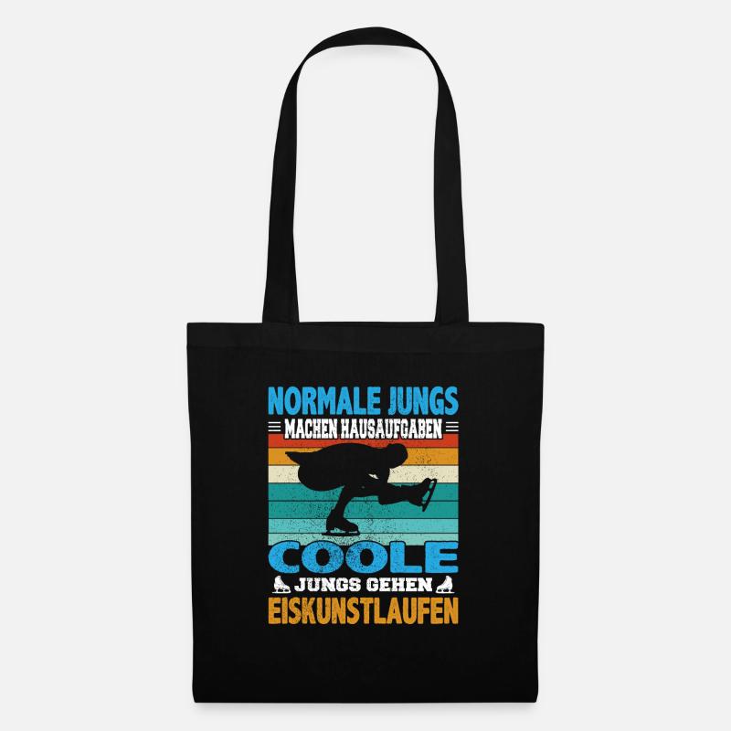 Normale Jungs Hausaufgaben coole Eiskunstlauf - Stoffbeutel - Schwarz