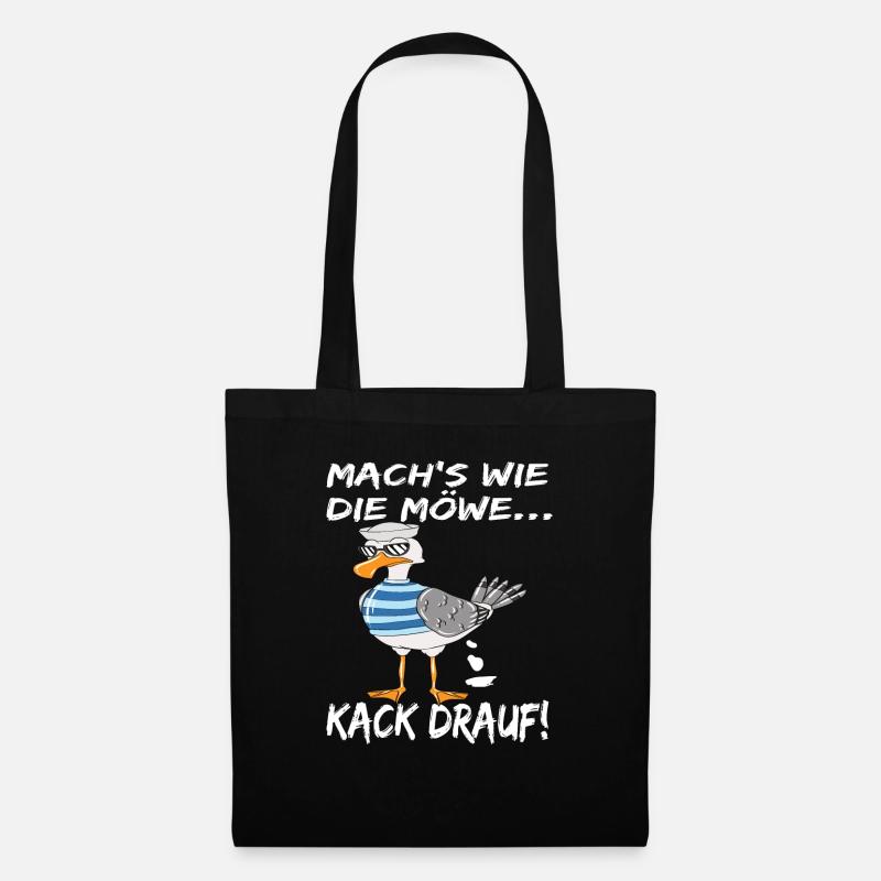 Coole Möwe Mach's Wie Die Möwe Kack Drauf! - Stoffbeutel - Schwarz