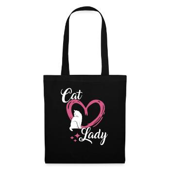 Cat Lady Motiv Katzen Geschenk für Sie Katzen - Stoffbeutel - Schwarz - Vorne