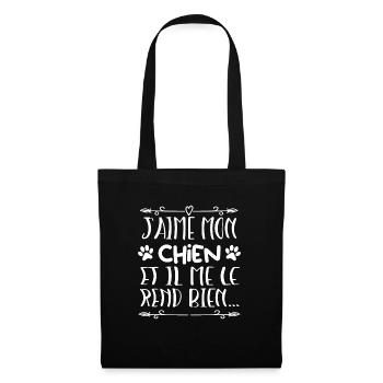J aime mon chien - Sac en tissu - noir - Devant