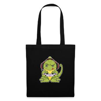 Chameleon With Gaming Controller I Funny Gaming I - Stoffbeutel - Schwarz - Vorne