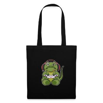 Crocodile With Gaming Controller I Funny Gaming I - Stoffbeutel - Schwarz - Vorne