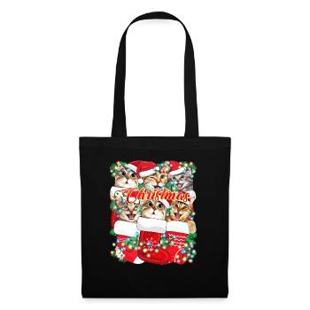 Christmas Cats, Funny and Cute Cat in Xmas Stockin - Tote Bag - black - Front