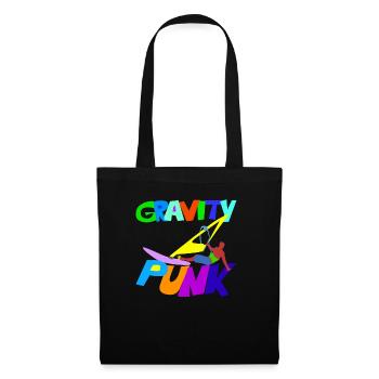 Bunter GRAVITY Windsurfer über PUNK Schriftzug - Stoffbeutel - Schwarz - Vorne