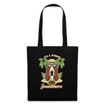 It Is 5 OClock Somewhere Drinking Basset Hound - Stoffbeutel - Schwarz - Vorne