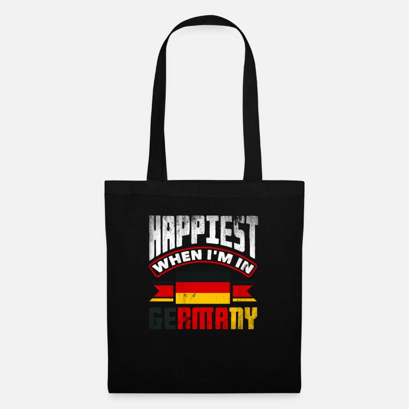 German Germany German Flag Happiest When Im In - Stoffbeutel - Schwarz