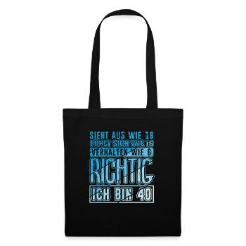 Vintage 40 Jahre Mann 40ter Geschenk 40. Geburtsta - Stoffbeutel - Schwarz - Vorne