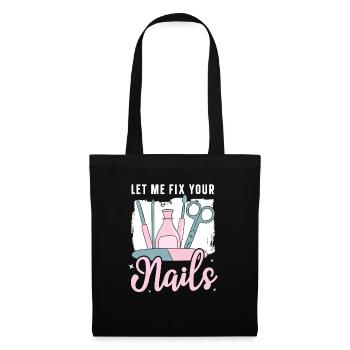 Laissez-moi réparer vos ongles Manucure Manucure Nail Tech - Sac en tissu - noir - Devant