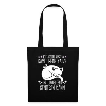 Katzenliebhaber Geschenk Katzenbesitzer Katzen - Stoffbeutel - Schwarz - Vorne