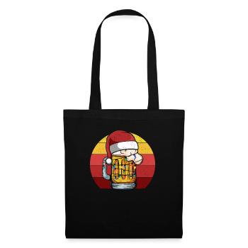 Weihnachten Bierkrug Weihnachtsmann Mütze Xmas - Stoffbeutel - Schwarz - Vorne