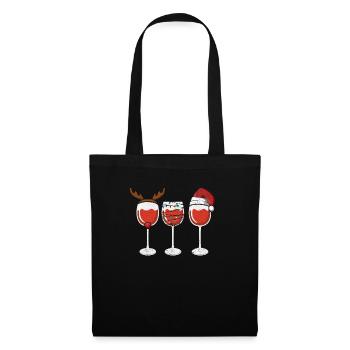 Wine Christmas Santa Claus Hat Xmas Lights - Tote Bag - black - Front