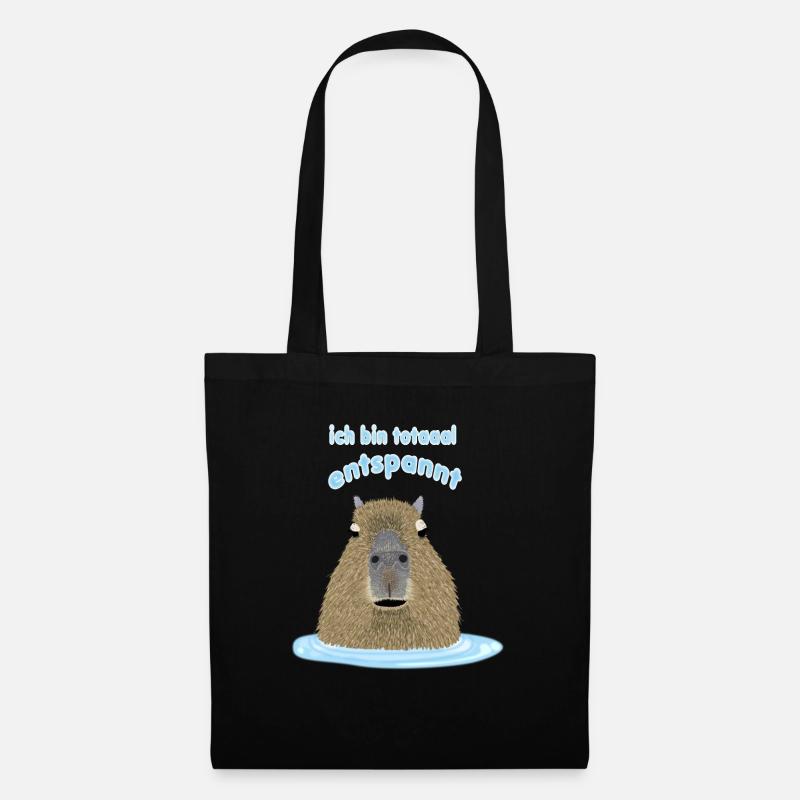 Capybara - ich bin total entspannt - Stoffbeutel - Schwarz