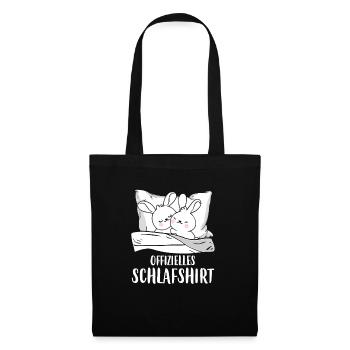 Offizielles Schlafshirt Hasen Schlafanzug Hase - Stoffbeutel - Schwarz - Vorne