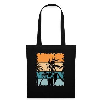 Retro Vintage Palmen und Surfen - Strand Surfer - Stoffbeutel - Schwarz - Vorne