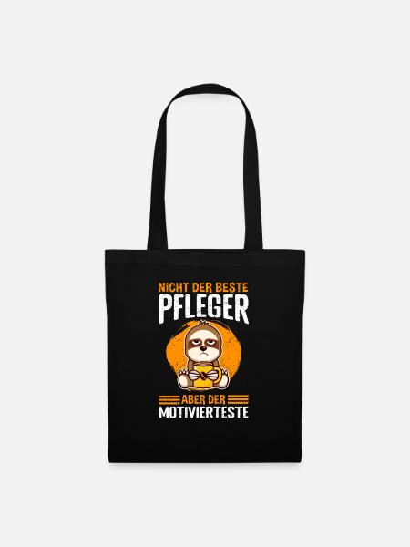 Pfleger Krankenpfleger Pflegekraft - Faultier Alte - Stoffbeutel - Schwarz
