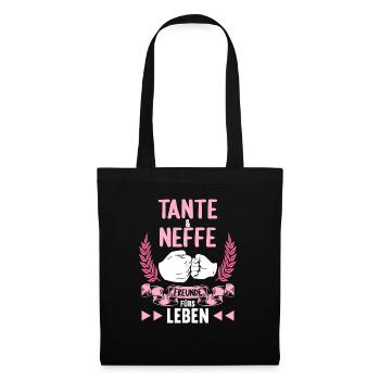 Tante und Neffe Freunde fürs Leben - Stoffbeutel - Schwarz - Vorne