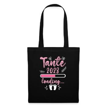 Tante 2023 loading Nichte Neffe Baby Tanten - Stoffbeutel - Schwarz - Vorne