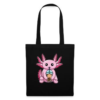 Kawaii Bubble Tea Axolotl - Stoffbeutel - Schwarz - Vorne