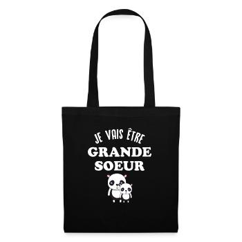 Je vais être grande-sœur, future grande soeur - Sac en tissu - noir - Devant