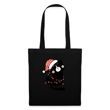 Black Cat Santa Claus Tangled Up In Merry Christma - Tote Bag - black - Front