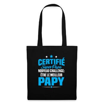 Cadeau nouveau challenge être le meilleur papy - Sac en tissu - noir - Devant