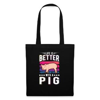 Life is better with a Pig pigs - Tote Bag - black - Front