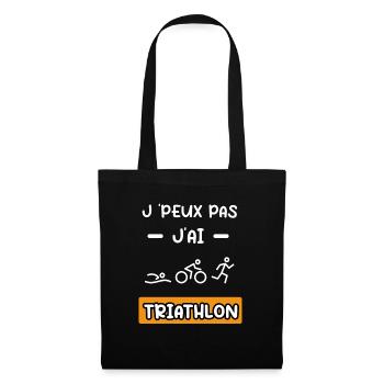 je peux pas j'ai triathlon cadeau triathlon - Sac en tissu - noir - Devant