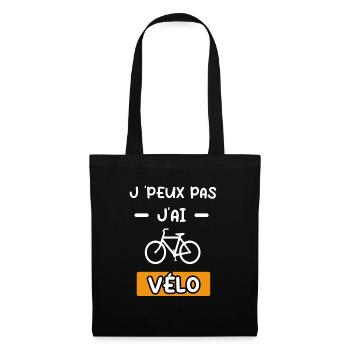je peux pas j'ai vélo cadeau vélo - Sac en tissu - noir - Devant