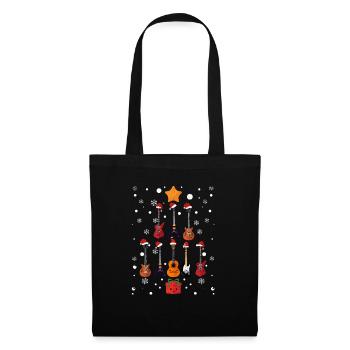Guitare Père Noël Casquette Sapin de Noël Drôle - Sac en tissu - noir - Devant