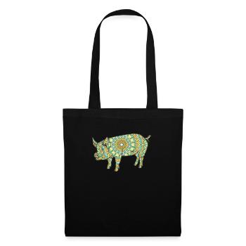 Mandala Pig Geometry Pattern - Sac en tissu - noir - Devant