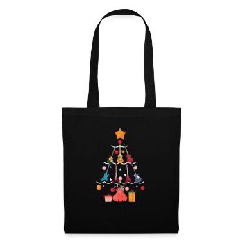 Guitare Père Noël Casquette Sapin de Noël Drôle - Sac en tissu - noir - Devant