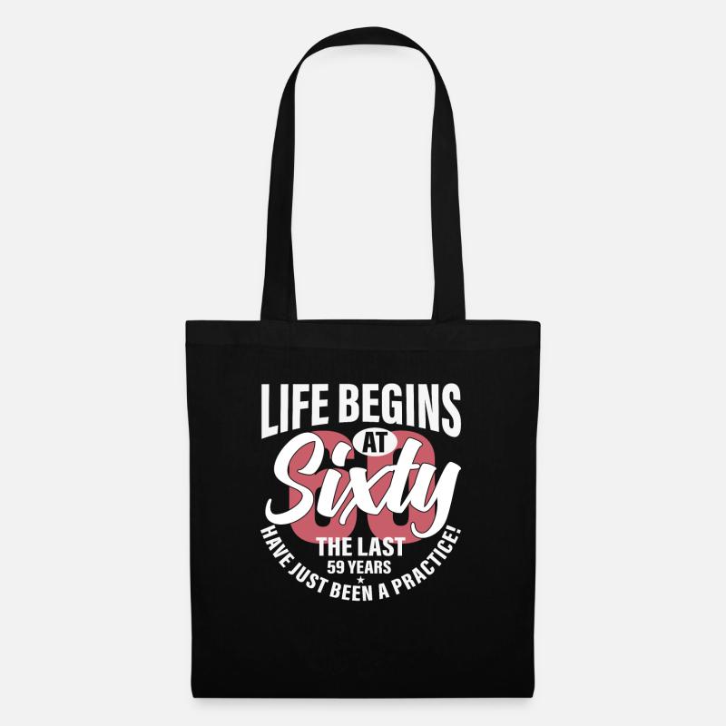 life begins at sixty - Tote Bag - black