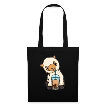 Lama drinks bubble tea - Tote Bag - black - Front