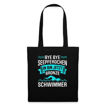 Bye Bye Seepferdchen In Bin Jetzt Bronze Schwimmer - Stoffbeutel - Schwarz - Vorne