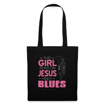 This Girl Runs On Jesus & Blues Cool Retro - Tote Bag - black - Front