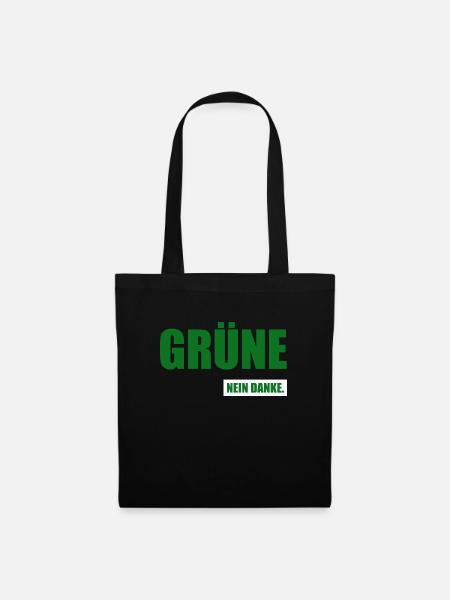Grüne Nein Danke - Stoffbeutel - Schwarz