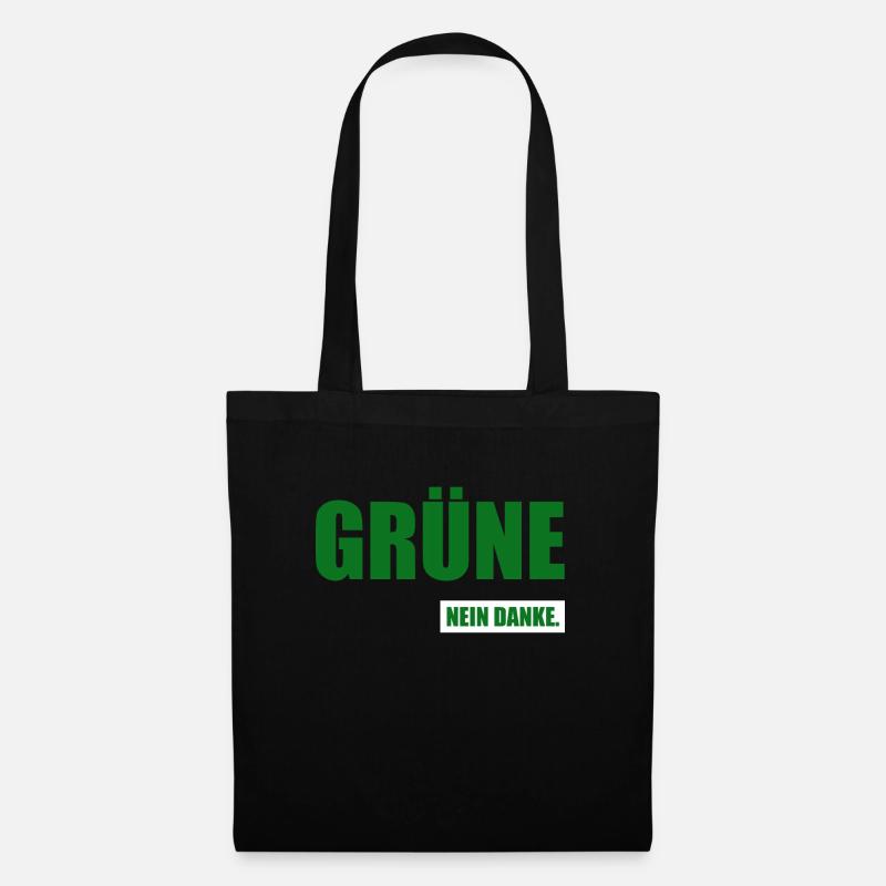 Grüne Nein Danke - Stoffbeutel - Schwarz
